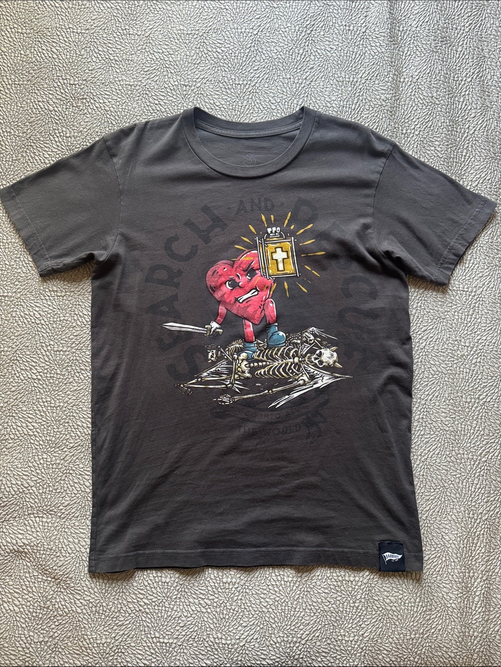 Barnabas Men's Graphic Heart & Skeleton T-Shirt - Dark Gray